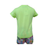 Kız Çocuğu İkili Takım Baskılı Belden Bağlamalı T-Shirt Çok Renkli Şort