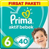 Prima Aktif Bebe 6 Numara X Large 40'lı Bel Bantlı Bez