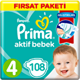 Prima Aktif Bebe 4 Numara Maxi 108'li Bel Bantlı Bez