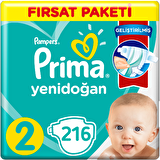 Prima Aktif Bebe 2 Numara Yenidoğan 216'lı Bel Bantlı Bez
