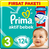Prima Aktif Bebe 3 Numara Midi 124'lü Bel Bantlı Bez