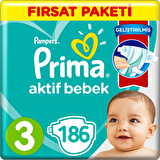 Prima Aktif Bebe 3 Numara Midi 3x62'li Bel Bantlı Bez