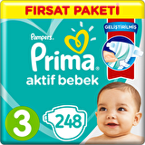 Prima Aktif Bebe 3 Numara Midi 248'li Bel Bantlı Bez