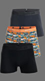3'lü Erkek Çok Renkli Pamuklu Likralı Boxer (SİYAH ANTRASİT SHARK)