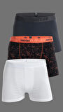 Erkek Çok Renkli 3'lü Likralı Pamuklu Boxer (ANTRASİT BEYAZ PICASSO)