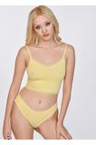 Kadın Dantel Detaylı Sarı Takım (Crop+Slip) Organic Pamuk