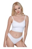 Kadın Dantel Detaylı Beyaz Takım (Crop+Slip) Organic Pamuk
