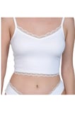 Kadın Dantel Detaylı Beyaz Takım (Crop+Slip) Organic Pamuk
