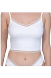 Kadın Dantel Detaylı Beyaz Takım (Crop+Slip) Organic Pamuk