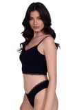 Kadın Dantel Detaylı Siyah Takım (Crop+Slip) Organic Pamuk