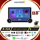 Renault Clio 4  DUAL KNOB 11.8" Kablosuz Carplay 4GB + 64GB Android 13 Navigasyon Multimedya Sistemi