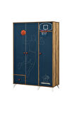 Basketbol Genç Odası - 3 Kapılı Dolap, Karyola, Komodin, Masa