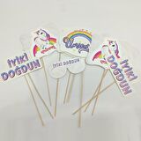 Unicorn Temalı 10lu Konuşma Balonu Seti