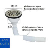 Körüklü Çöpmak Evye Lavabo Gider Sifonu Geniş Kafalı