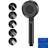 Turbo Fan 5 Fonksiyonlu Su Tasarruflu Duş Başlığı Turbo El Duşu Siyah