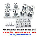 Kırılmaz Duşakabin Tekeri Krom Çift Teker Duşakabin Rulmanı Eksiksiz Tam Set