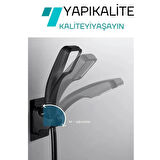 Siyah Kendinden Yapışkanlı 15 Kg Taşıyabilen Nano Duş Başlığı Askısı Mafsal Kolay Temiz Kurulum
