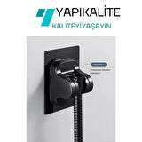 Siyah Kendinden Yapışkanlı 15 Kg Taşıyabilen Nano Duş Başlığı Askısı Mafsal Kolay Temiz Kurulum