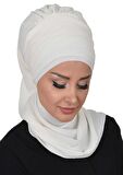 Çapraz Dikim Fularlı Tasarım Şifon Hazır Türban,HT-48