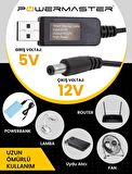Powermaster 5V-12V USB To DC 5.5x2.5mm Kablo 12V 1A