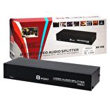 Powermaster 8 Port Video Audio Splitter Video Çoklayıcı