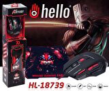 Hello HL-18739 Kablolu Oyuncu Mouse+Pad