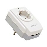 Vastfafa SM-120U Akım Korumalı 2x Usb Çıkışlı Tekli Priz (16A-3680W)