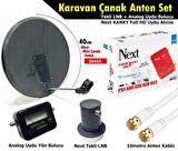 Antenci 40cm Delikli Karavan Çanak Anten Seti +Next HD Uydu Alıcısı +Analog Uydu Bulucu