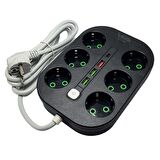 VEA VE-22399 6'LI 1.5Metre Kablolu Akım Korumalı Priz 3xUSB+TYPE-C