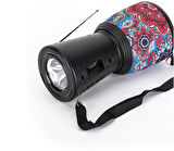 Rose SP-601 El Fenerli Taşınabilir Solar Şarjlı Bluetooth FM Radyo Desenli Hoparlör