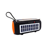 Rose SP-430 El Fenerli Taşınabilir Solar Şarjlı Bluetooth FM Radyo Hoparlör - Turuncu