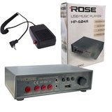 Rose HP-604 DC12-24V Pazarcı Anfi Bluetooth+USB+Ses Kayıtlı Mayk Mikrofonlu Set