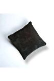 Peluş Çift Taraflı Dekoratif Kırlent Kılıfı 43x43 cm Siyah