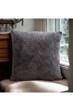 Peluş Çift Taraflı Dekoratif Kırlent Kılıfı 43x43 cm Gri