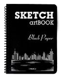 Siyah Yapraklı Defter Spiralli 17x24 cm 100 gr. 40 yaprak (80 sayfa) BlackSketch