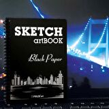 Siyah Yapraklı Defter Spiralli 17x24 cm 100 gr. 40 yaprak (80 sayfa) BlackSketch