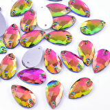 Gymo Premium Delikli Dikme Kristal Taş Teardrop 10.5*18mm P35 Rainbow (28 Ad)