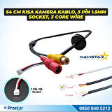 54 Cm Kısa RCA Kamera Kablosu 3 Pin 1.55 mm Socket,3 Core Wire