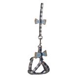 Köpek Göğüs Tasma Seti Ekose Desenli Papyonlu 1.5 cm*35-48 cm Mavi