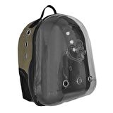 Kalpli Patili Astronot Şeffaf Taşıma Sırt Çantası Haki 24x32x42 cm