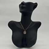 Özel Seri N Harfi Taş Detaylı Gold Kolye - Gold