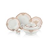 Korkmaz Eliza Collection 60 Parça 12 Kişilik Klasik Yuvarlak Bone Porselen Yemek Takımı 