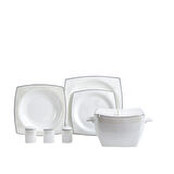 Korkmaz Bone Collection Platin Nakışlı 60 Parça 12 Kişilik Yemek Takımı