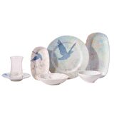 Korkmaz Natura Collection A8718 26 Parça 6 Kişilik Kahvaltı Takımı Mavi Kuş