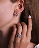 925 Ayar Gümüş Rose Renk Bebek Mavisi Taşlı Yonca Kadın Set