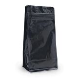 Parlak Siyah Flat Bottom Kilitli Torba 12x22,5+4 Cm 250 Gr 100 Adet