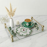 2 Adet Yeşil Pip Studio Uyumlu Nakışlı Kuş Detaylı Kokteyl Sunum Peçetesi