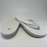 2 Adet Parmak Arası Beyaz Kadın Terlik Eva Taban 14 mm Flip Flop 39 Numara