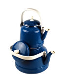 Alev Vintage Emaye Çaydanlık Takımı - Emaye Demlik Takımı - Mega Boy - 2.5 ve 1.0 Litre