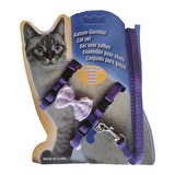 Atlantik Papyonlu Mor Kedi Göğüs Bel Tasması 20*32 cm